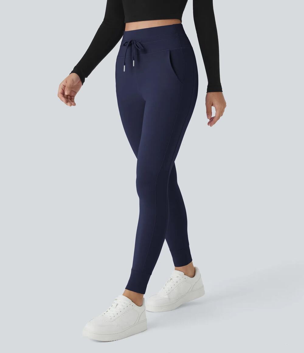 Halara Softlyzero Plush High Waisted Drawstring Full Length Joggers Peacoat M